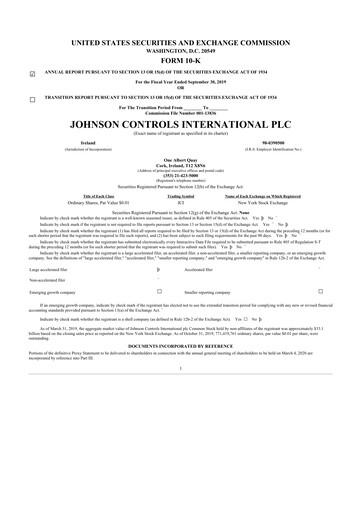 Thumbnail Johnson Controls
 10-K Annual Report 2019