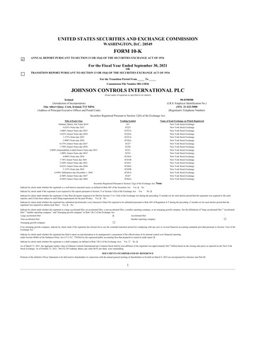 Thumbnail Johnson Controls
 10-K Annual Report 2021