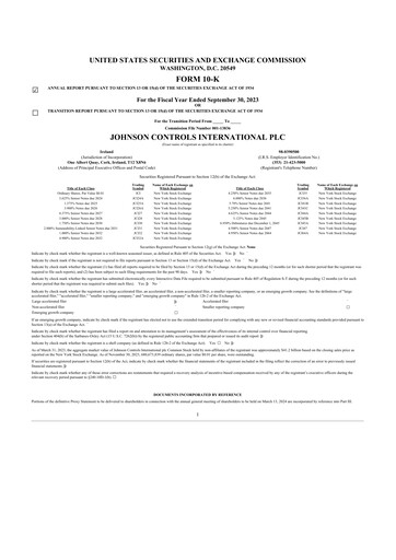 Thumbnail Johnson Controls
 10-K Annual Report 2023