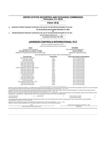 Thumbnail Johnson Controls
 10-Q Quarterly Report FY2025 