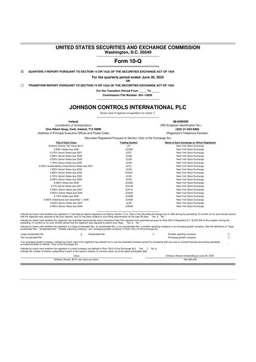 Thumbnail Johnson Controls
 10-Q Quarterly Report FY2025 