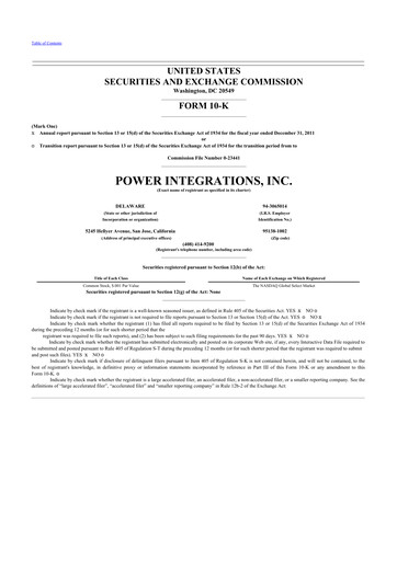 Thumbnail Power Integrations
 10-K Annual Report 2011