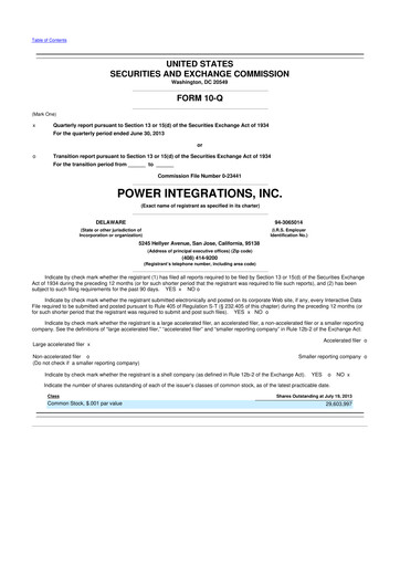 Thumbnail Power Integrations
 10-Q Quarterly Report FY2013 