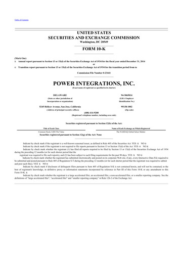 Thumbnail Power Integrations
 10-K Annual Report 2014