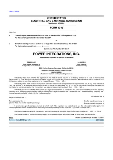 Thumbnail Power Integrations
 10-Q Quarterly Report FY2017 
