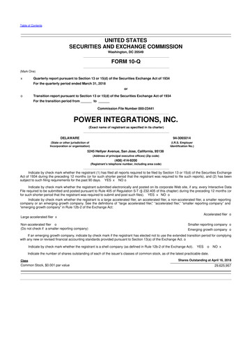 Thumbnail Power Integrations
 10-Q Quarterly Report FY2018 