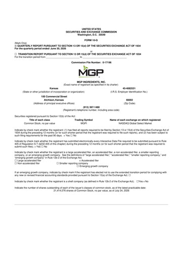 Thumbnail MGP Ingredients 10-Q Quarterly Report FY2026 