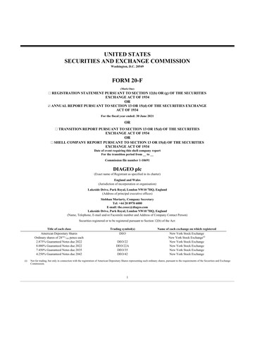 Thumbnail Diageo 20-F Annual Report 2021