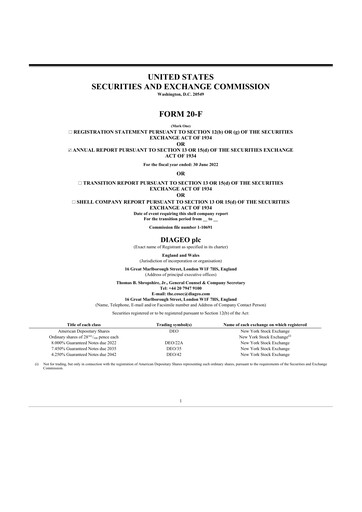 Thumbnail Diageo 20-F Annual Report 2022