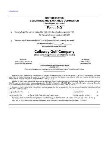 Thumbnail Callaway Golf Company 10-Q Quarterly Report FY2014 