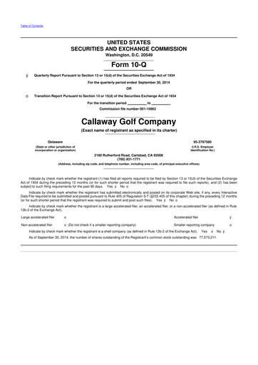Thumbnail Callaway Golf Company 10-Q Quarterly Report FY2014 