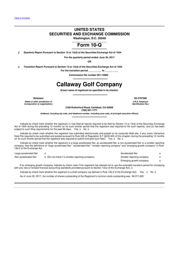 Thumbnail Callaway Golf Company 10-Q Quarterly Report FY2017 