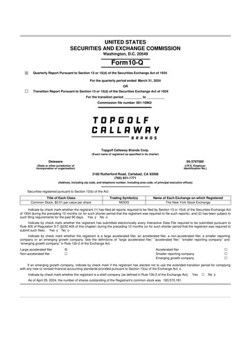 Thumbnail Callaway Golf Company 10-Q Quarterly Report FY2024 