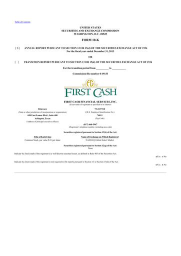 Thumbnail FirstCash 10-K Annual Report 2013