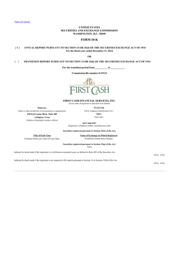 Thumbnail FirstCash 10-K Annual Report 2014