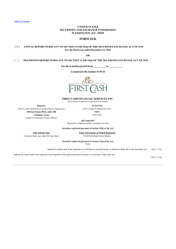 Thumbnail FirstCash 10-K Annual Report 2015