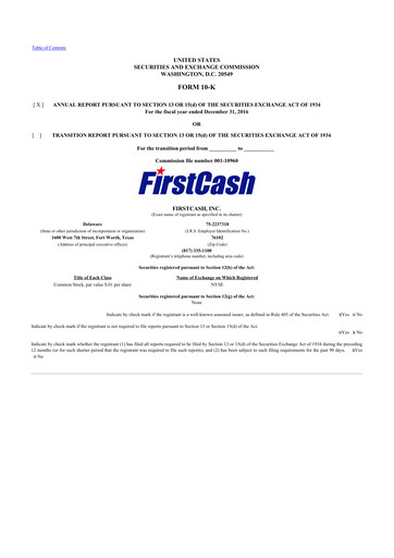 Thumbnail FirstCash 10-K Annual Report 2016