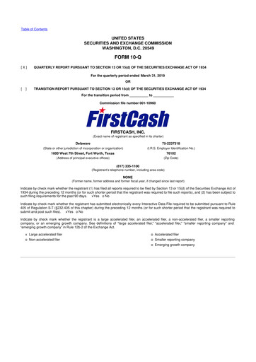 Vorschaubild FirstCash 10-Q Quartalsbericht 2019 