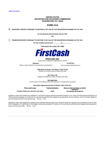 Vorschaubild FirstCash 10-Q Quartalsbericht 2021 