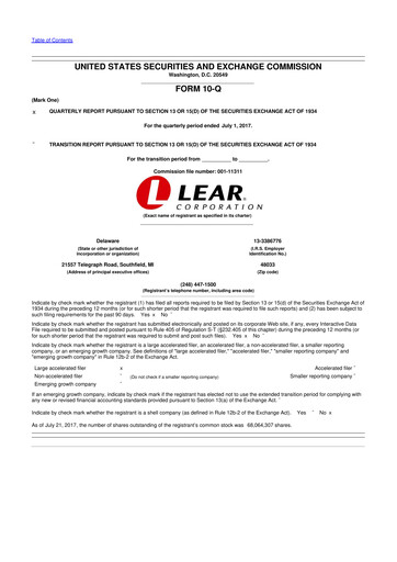 Thumbnail Lear Corporation
 10-Q Quarterly Report FY2017 