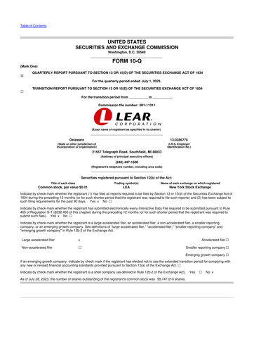 Thumbnail Lear Corporation
 10-Q Quarterly Report FY2023 