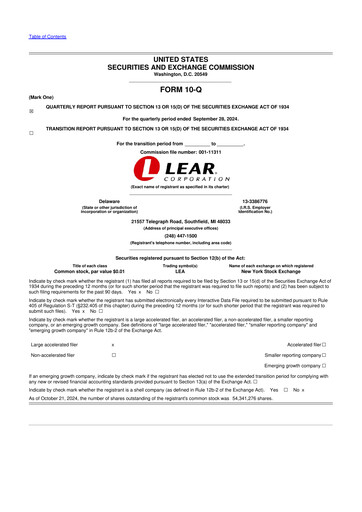 Thumbnail Lear Corporation
 10-Q Quarterly Report FY2024 