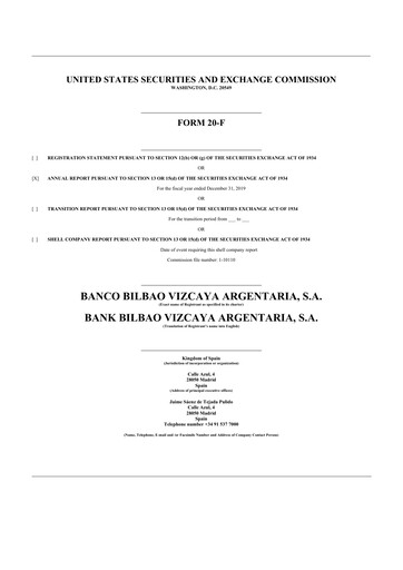 Vorschaubild Banco Bilbao Vizcaya Argentaria 20-F Jahresbericht 2019