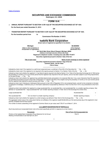 Vorschaubild Isabella Bank Corporation 10-K Jahresbericht 2013