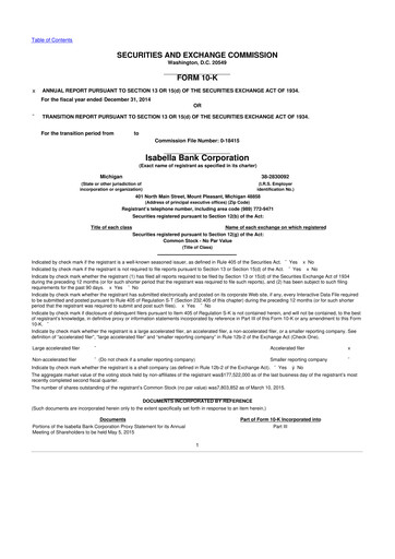 Vorschaubild Isabella Bank Corporation 10-K Jahresbericht 2014