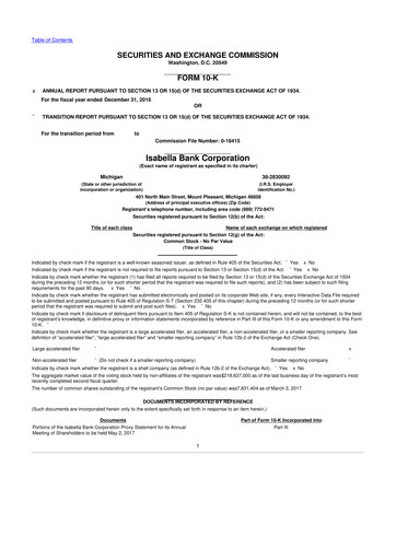 Vorschaubild Isabella Bank Corporation 10-K Jahresbericht 2016