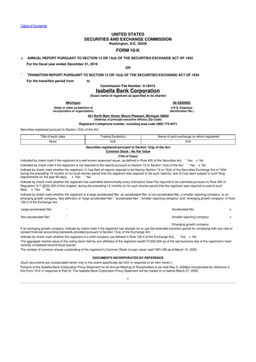 Vorschaubild Isabella Bank Corporation 10-K Jahresbericht 2019
