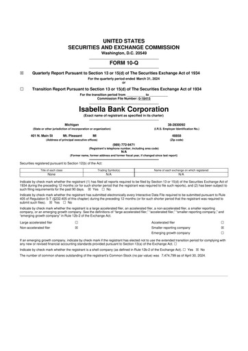 Thumbnail Isabella Bank Corporation 10-Q Quarterly Report FY2024 