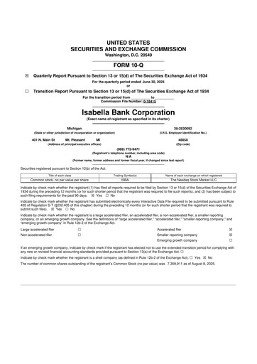 Thumbnail Isabella Bank Corporation 10-Q Quarterly Report FY2025 