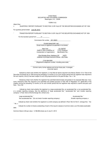 Vorschaubild Evans Bancorp 10-Q Quartalsbericht 2013 