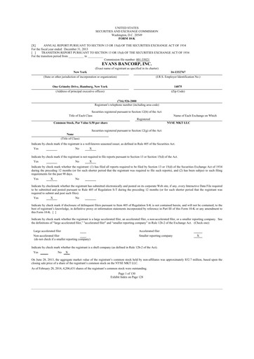 Thumbnail Evans Bancorp 10-K Annual Report 2013