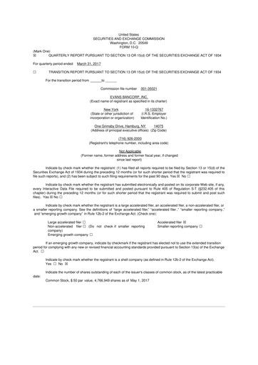 Vorschaubild Evans Bancorp 10-Q Quartalsbericht 2017 