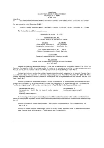 Vorschaubild Evans Bancorp 10-Q Quartalsbericht 2017 