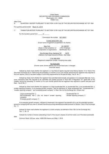 Vorschaubild Evans Bancorp 10-Q Quartalsbericht 2018 