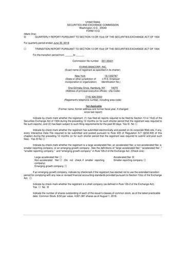 Vorschaubild Evans Bancorp 10-Q Quartalsbericht 2018 