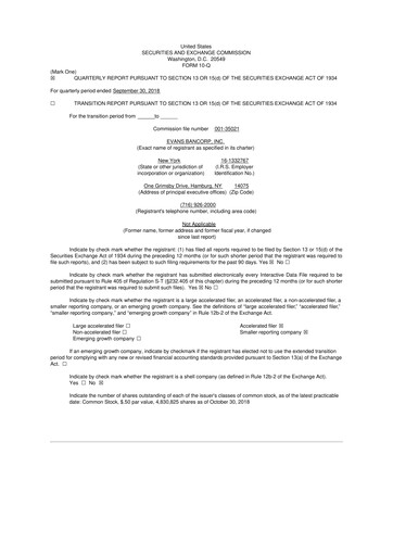 Vorschaubild Evans Bancorp 10-Q Quartalsbericht 2018 