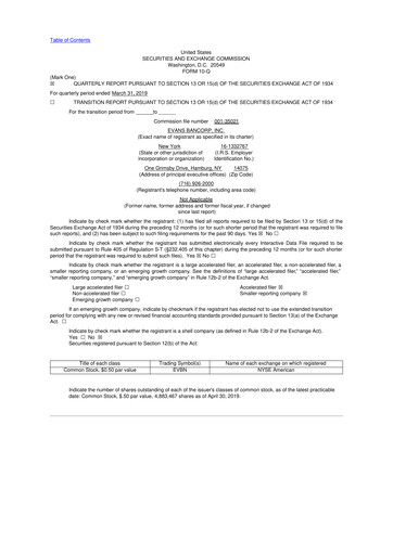 Vorschaubild Evans Bancorp 10-Q Quartalsbericht 2019 