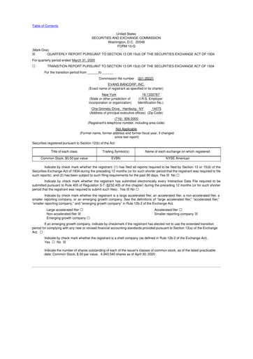 Vorschaubild Evans Bancorp 10-Q Quartalsbericht 2020 