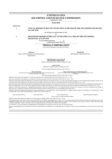 Thumbnail TriMas 10-K Annual Report 2011