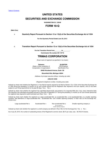 Thumbnail TriMas 10-Q Quarterly Report FY2013 
