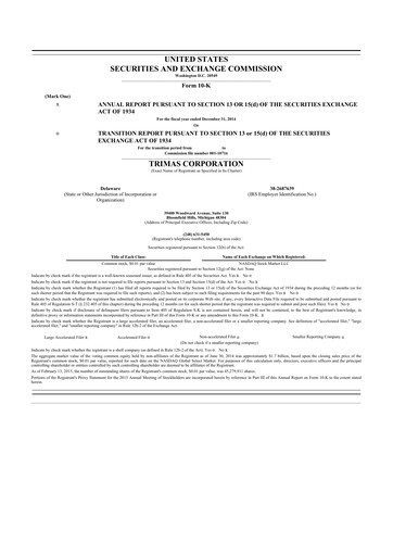 Thumbnail TriMas 10-K Annual Report 2014