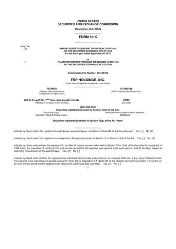 Thumbnail FRP Holdings
 10-K Annual Report 2014