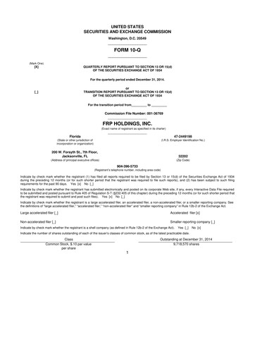 Thumbnail FRP Holdings
 10-Q Quarterly Report FY2015 