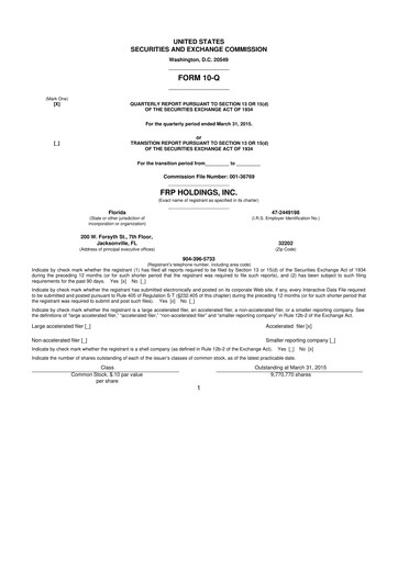 Thumbnail FRP Holdings
 10-Q Quarterly Report FY2015 