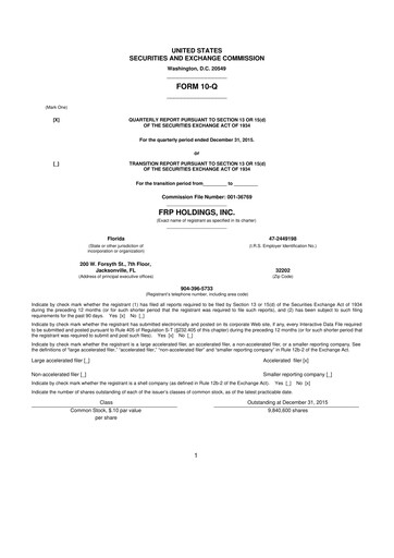 Thumbnail FRP Holdings
 10-Q Quarterly Report FY2016 