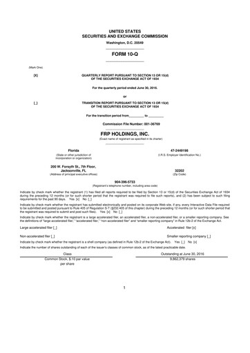 Thumbnail FRP Holdings
 10-Q Quarterly Report FY2016 